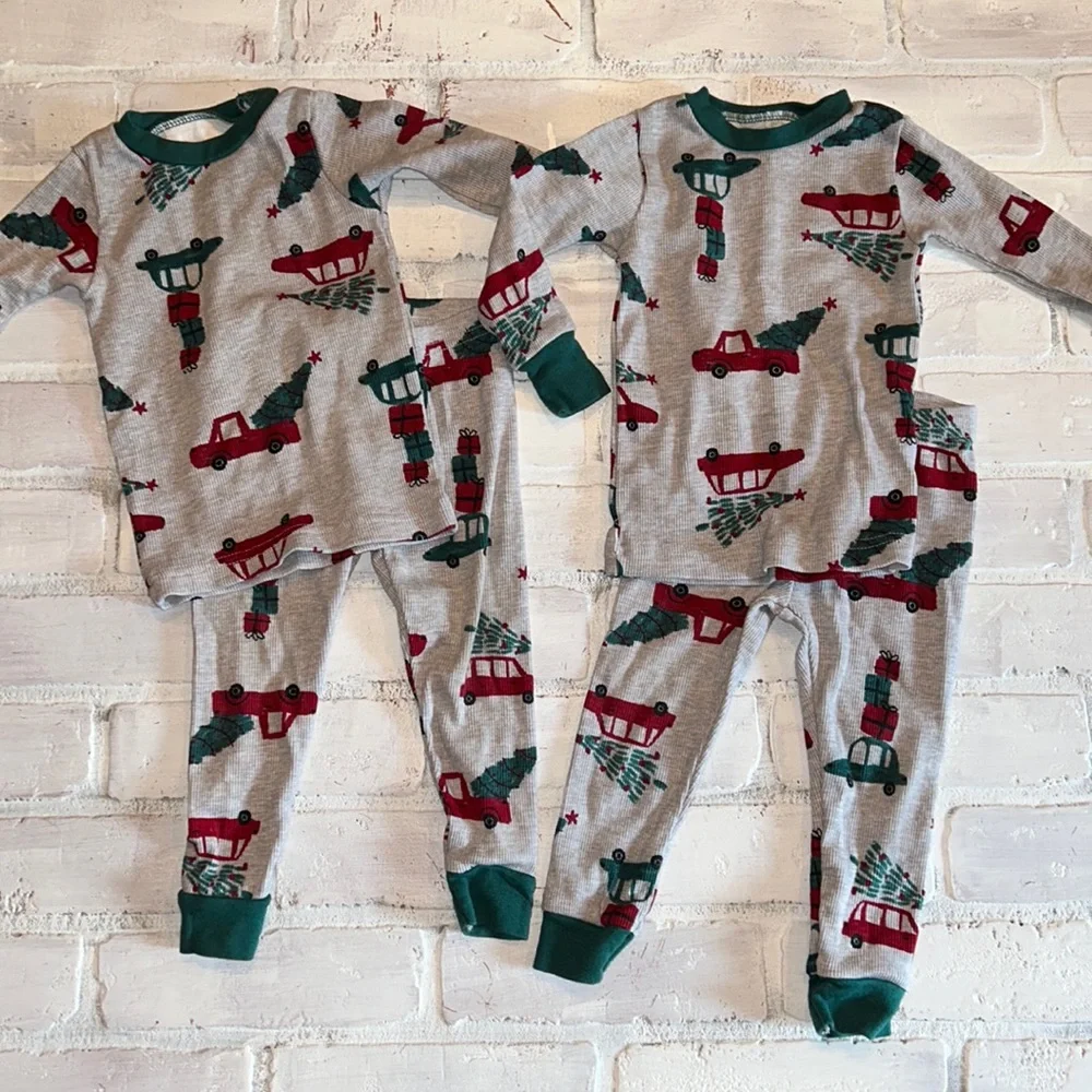Baby 12m holiday vintage truck & tree twin matching pj set